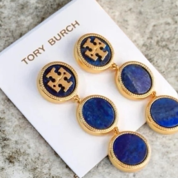 Tory Burch Semiprecious Blue Lapis Earrings - Picture 3 of 4